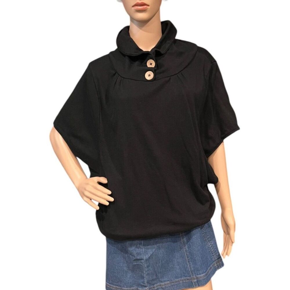 QUIKSILVER Black Knit Poncho Pullover Sweater Sz M